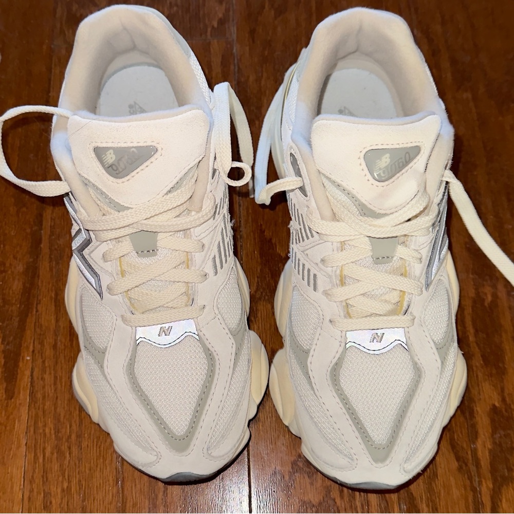 New Balance Cream and Gray Athletic Shoes